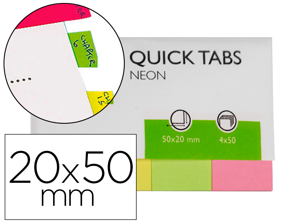 BANDAS SEPARADORAS Q-CONNECT INDEX PACK DE 4 CORES FLUORESCENTES
