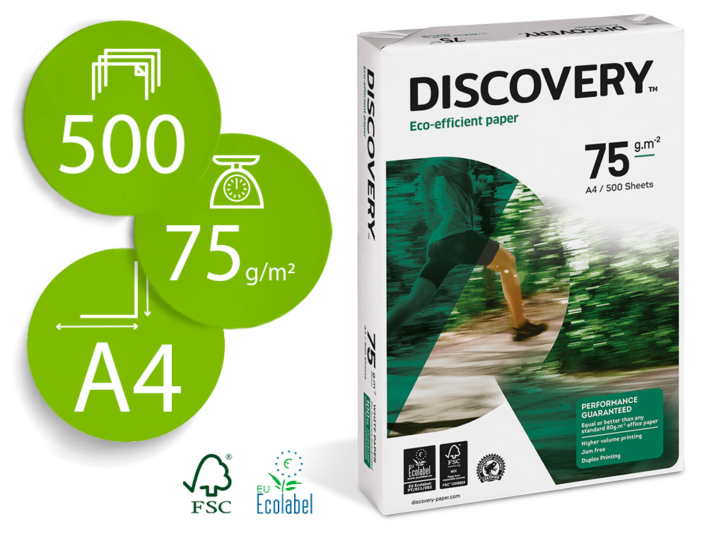 PAPEL FOTOCOPIA DISCOVERY DIN A4 75 GR EMBALAGEM DE 500 FOLHAS