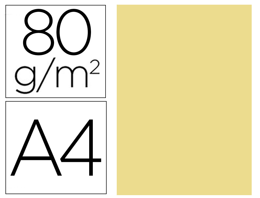 PAPEL DE COR LIDERPAPEL DIN A4 80 GR AMARELO EMBALAGEM DE 100 FOLHAS