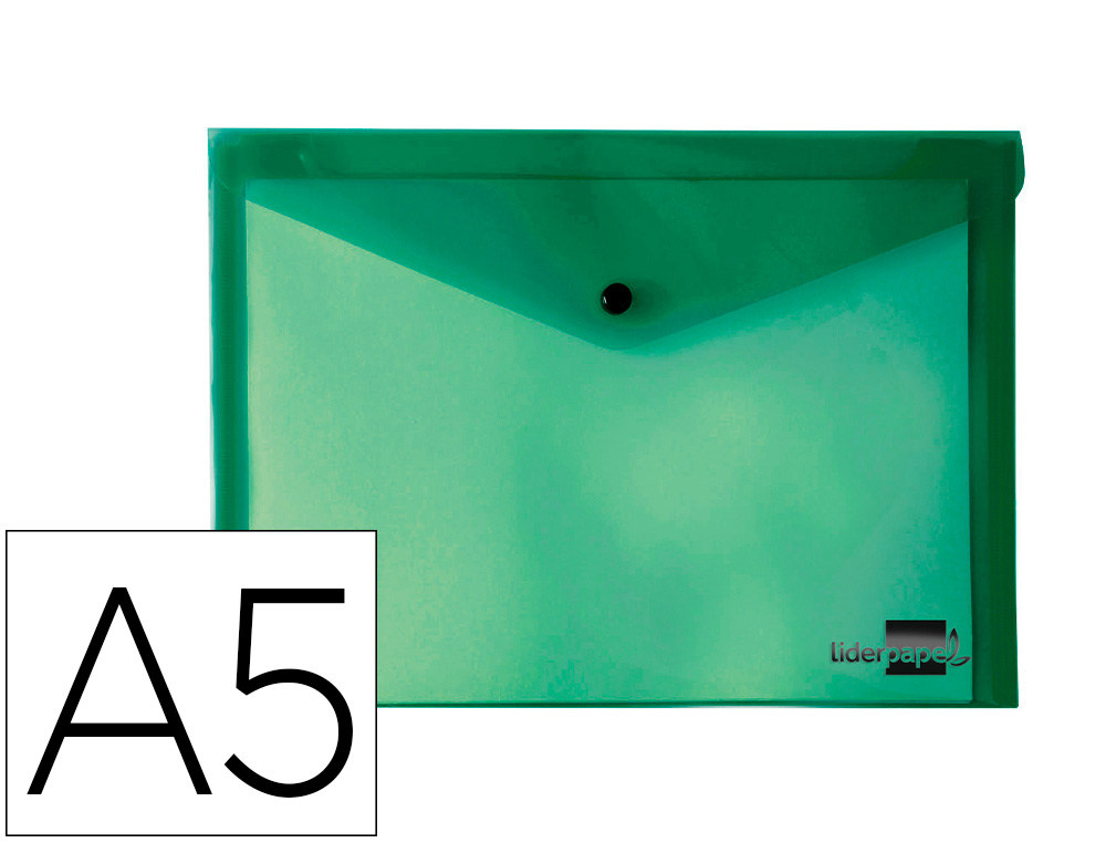 BOLSA PORTA DOCUMENTOS LIDERPAPEL COM MOLA DIN A5 VERDE
