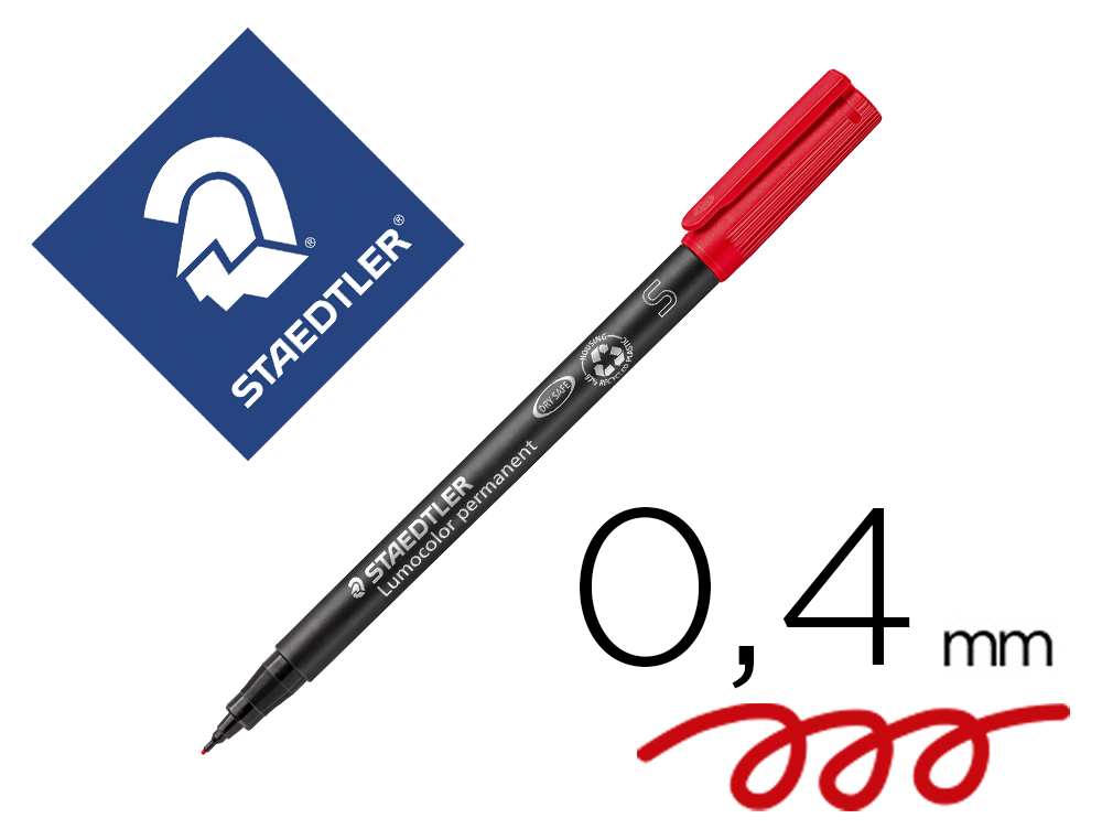 MARCADOR STAEDTLER LUMOCOLOR RETROPROJECAO 313-2 PONTA 0,4MM VERMELHO