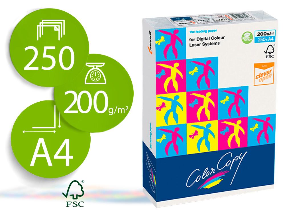 PAPEL COLOR COPY BRILHANTE DIN A4 200 GR EMBALAGEM DE 250 FOLHAS