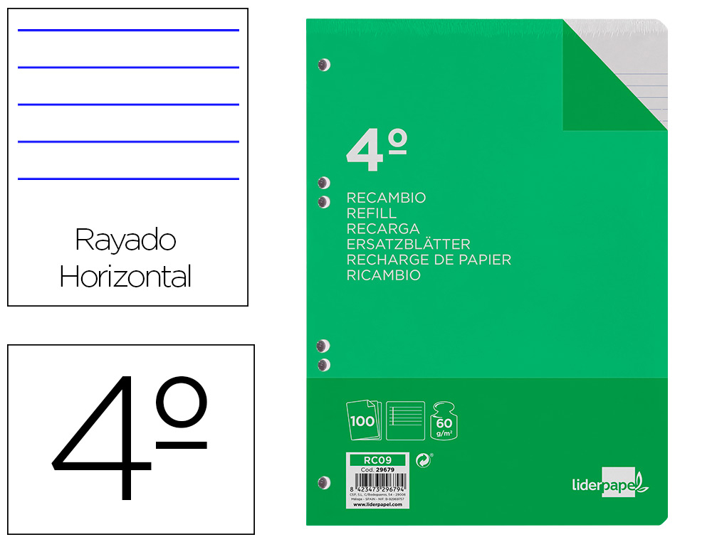 RECARGA LIDERPAPEL QUARTO 100 F 6TC-02 1 RAYA HORIZONTAL 6 FUROS UNIVERSAL COM MARGEM
