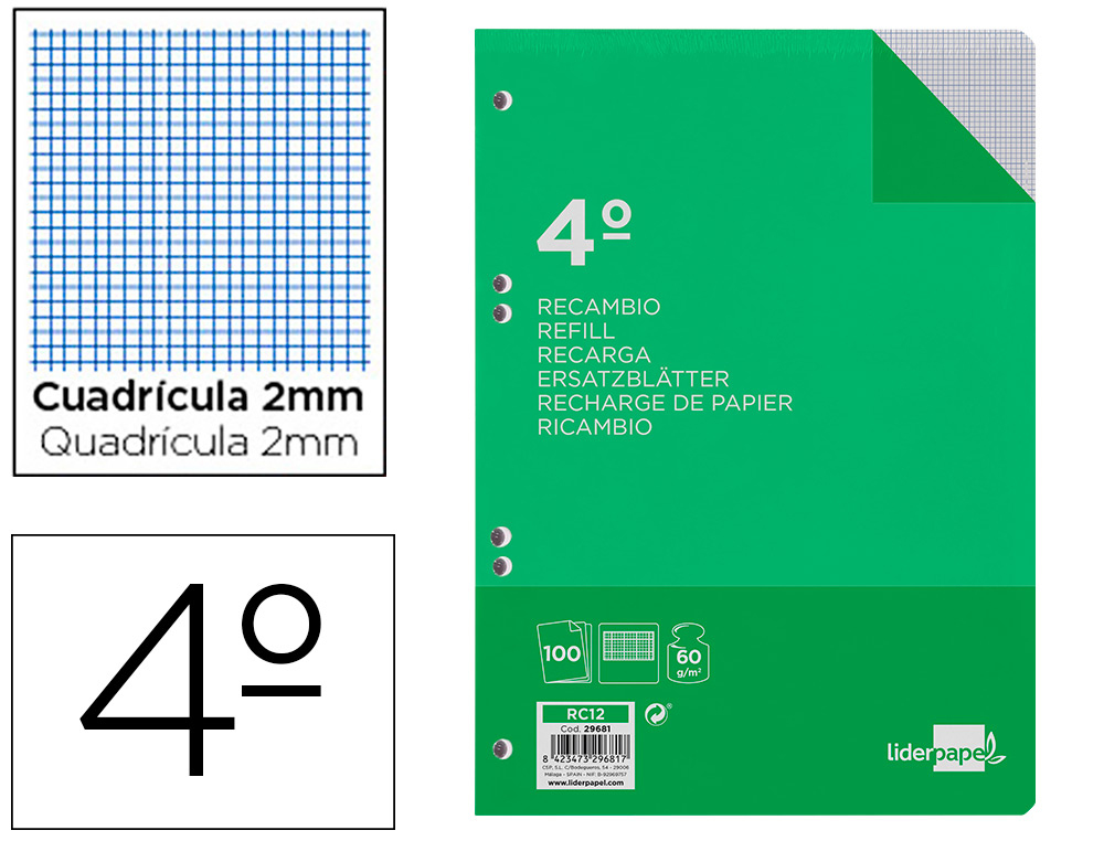 RECARGA LIDERPAPEL QUARTO 100 F 6TC-04 MILIMETRADO 6 FUROS UNIVERSAL COM MARGEM