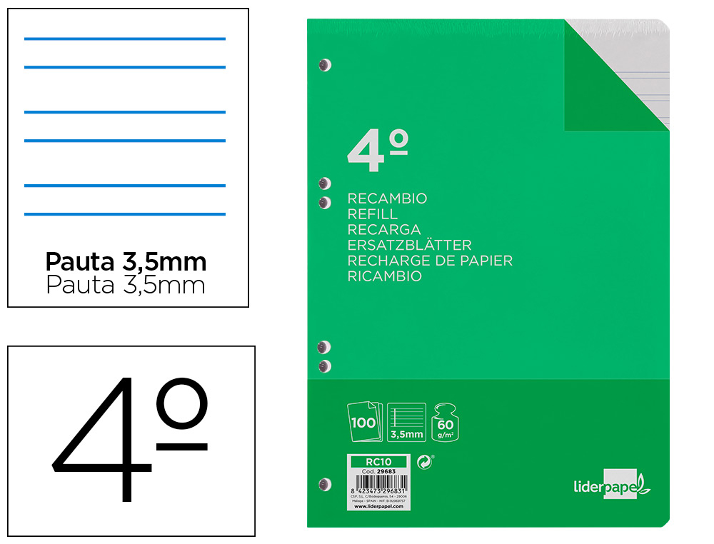RECARGA LIDERPAPEL QUARTO 100 F 6TC-09 2 LINHAS PAUTA LARGA 6 FUROS UNIVERSAL COM MARGEM