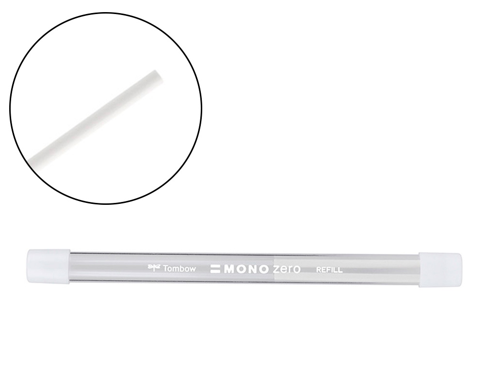RECARGA PORTA BORRACHAS TOMBOW MONO ZERO REDONDA 2,3 MM DIAMETRO TUBO COM 2 UNIDADES
