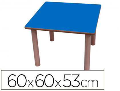 MESA MADEIRA MOBETUC T2 QUADRADA COM TAMPA LAMINADA FAIA60X60 CM