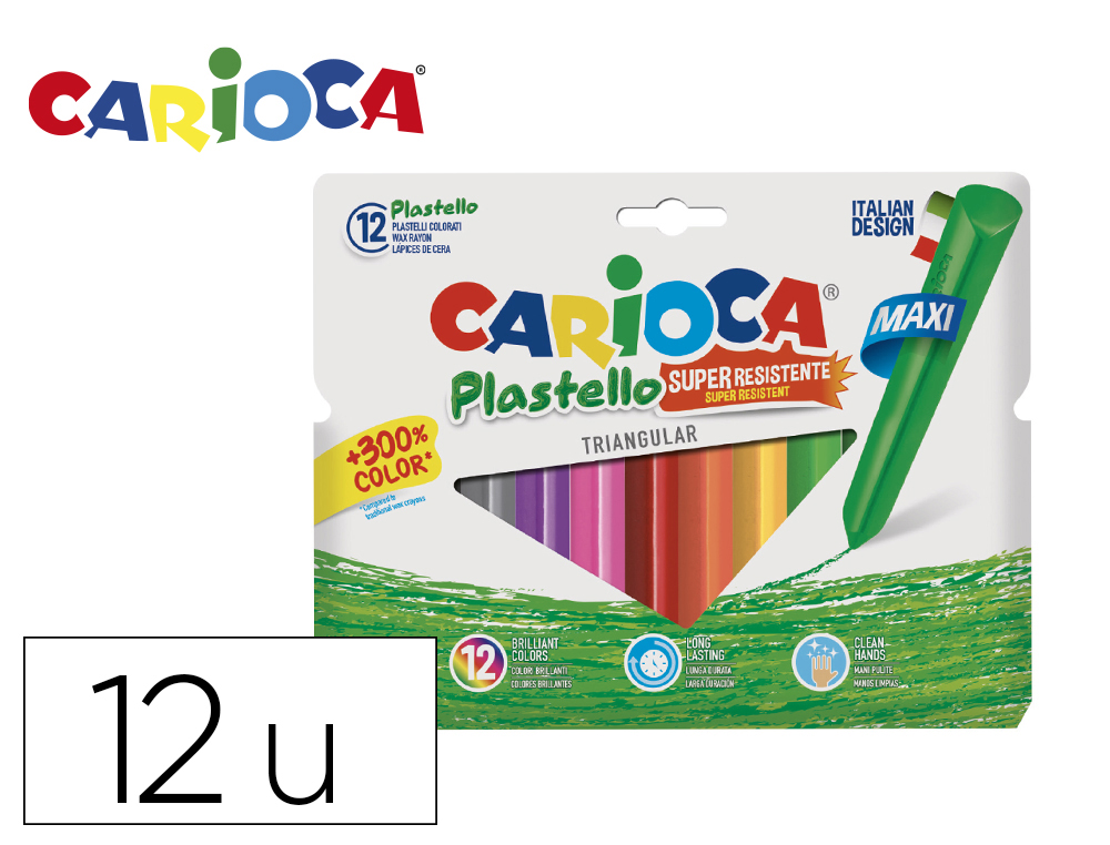 LAPIS DE CERA CARIOCA JUMBO TRIANGULAR CAIXA DE 12 CORES SORTIDAS