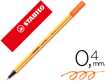 MARCADOR STABILO PONTA DE FIBRA POINT 88 LARANJA 0,4 MM