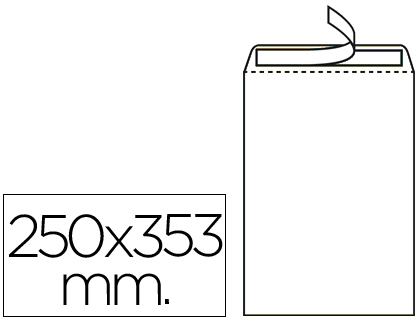 ENVELOPE LIDERPAPEL N.10 BOLSA FOLIO PROLONGADO BRANCO 250X353 MM TIRA DE SILICONE PACK DE 250 UNIDADES