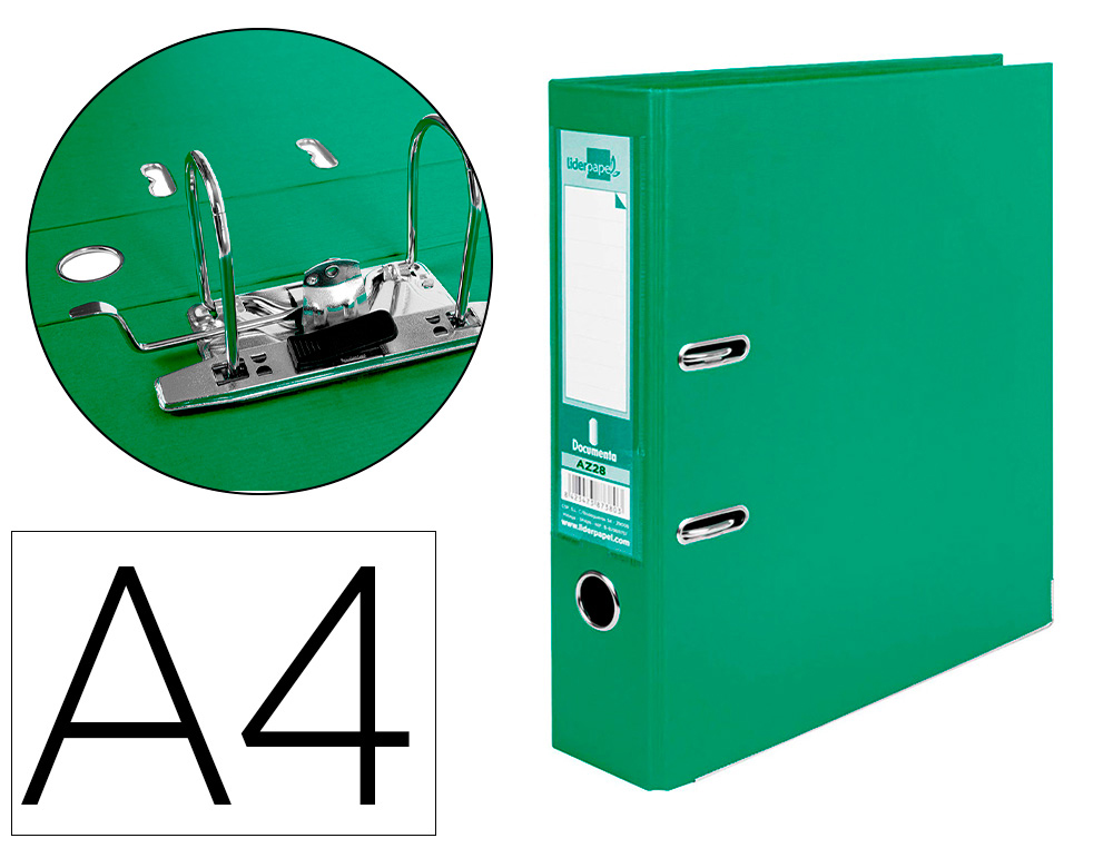 PASTA DE ARQUIVO DE ALAVANCA LIDERPAPEL DOCUMENTA PVC DIN A4 LOMBADA 75 MM VERDE