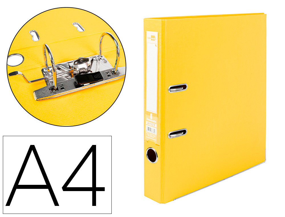 PASTA DE ARQUIVO DE ALAVANCA LIDERPAPEL DOCUMENTA PVC DIN A4 LOMBADA 52 MM AMARELA