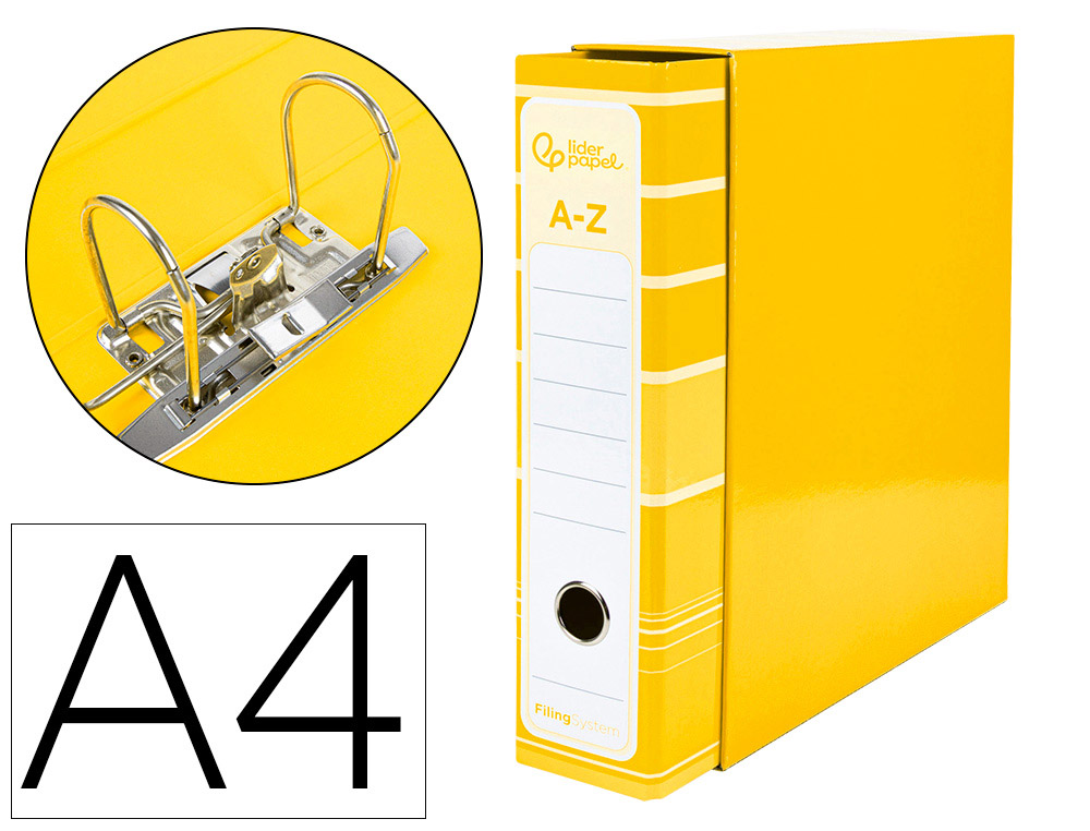 PASTA DE ARQUIVO DE ALAVANCA LIDERPAPEL FILING SYSTEM CARTAO FORRADO DIN A4 COM CAIXA AMARELA