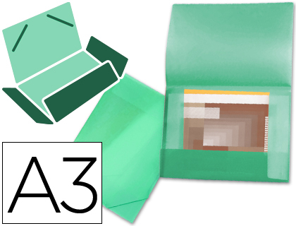 PASTA LIDERPAPEL PORTADOCUMENTOS ABAS POLIPROPILENO DIN A3 VERDE SERIE FROSTY LOMBADA FLEXIVEL