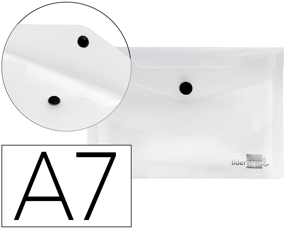 BOLSA PORTA DOCUMENTOS LIDERPAPEL COM MOLA DIN A7 TRANSPARENTE
