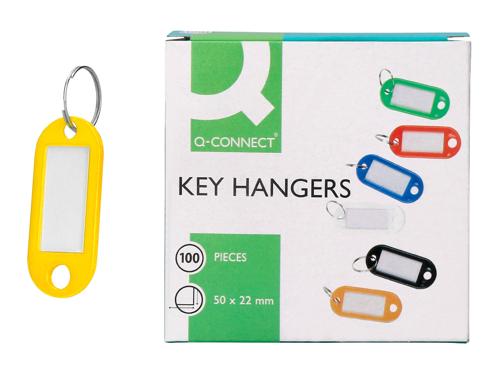 CHAVEIRO PORTA-ETIQUETAS Q-CONNECT AMARELO CAIXA 100 UNIDADES