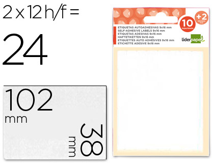 ETIQUETAS ADESIVAS LIDERPAPEL 10 + 2 FOLHAS 38X102 MM 24 ETIQUETAS