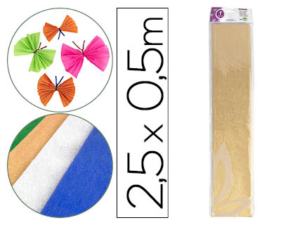 PAPEL CREPE EM CELOFANE LIDERPAPEL 50 CM X 2,5 M DOURADO METALIZADO