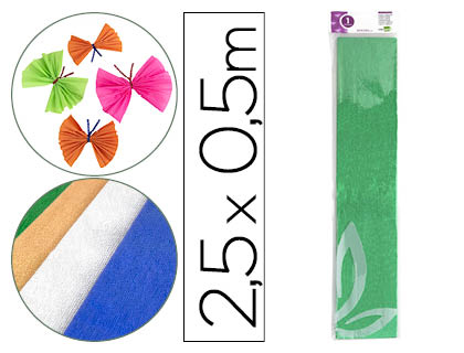 PAPEL CREPE EM CELOFANE LIDERPAPEL 50 CM X 2,5 M VERDE METALIZADO
