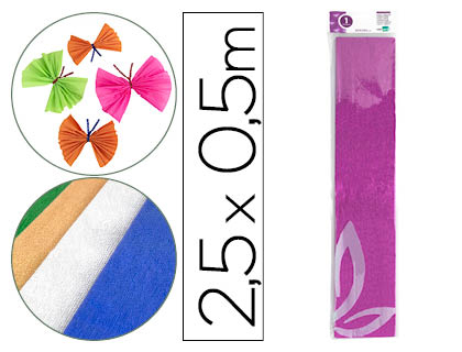 PAPEL CREPE EM CELOFANE LIDERPAPEL 50 CM X 2,5 M ROSA METALIZADO