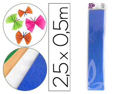 PAPEL CREPE EM CELOFANE LIDERPAPEL 50 CM X 2,5 M AZUL METALIZADO