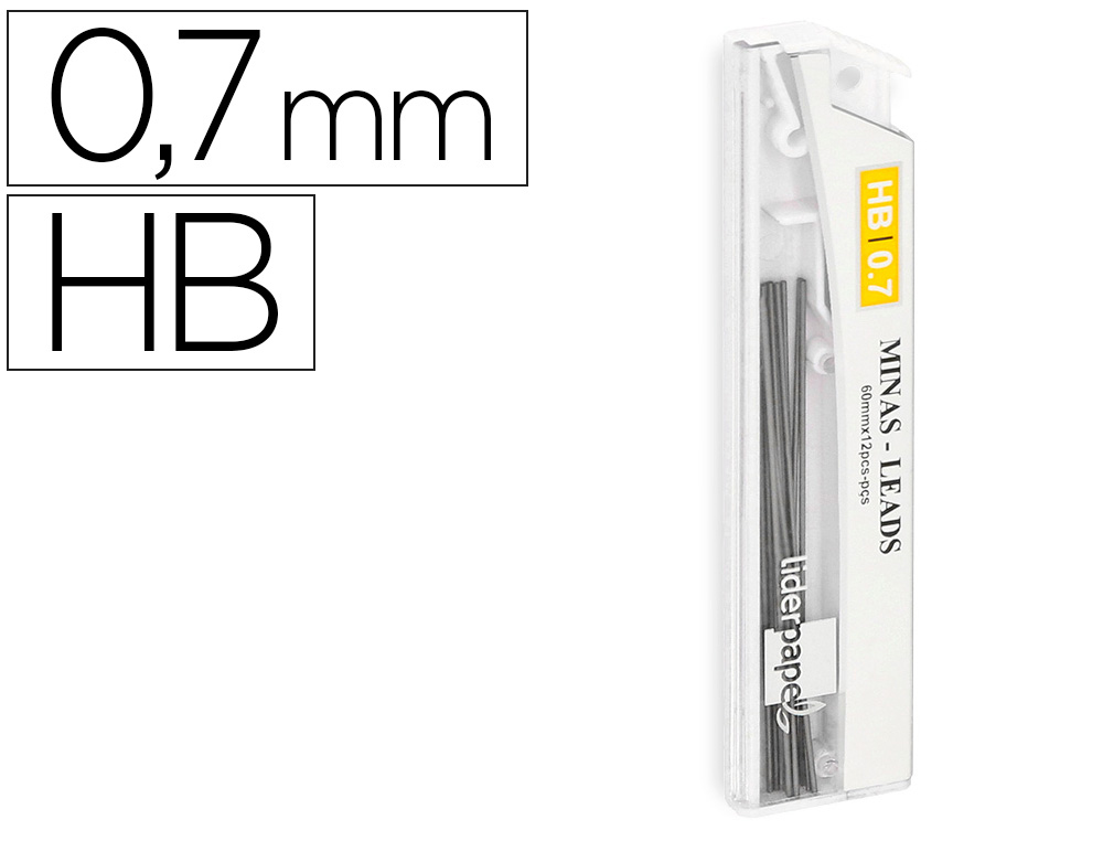 MINAS LIDERPAPEL GRAFITE 0,7 MM HB TUBO DE 12 MINAS