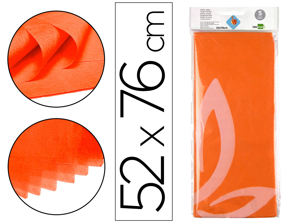 PAPEL SEDA LIDERPAPEL 52 X 76 CM 18 GR LARANJA