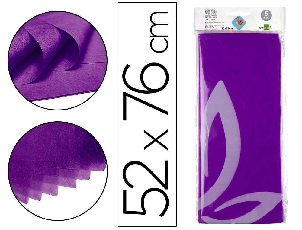 PAPEL SEDA LIDERPAPEL 52 X 76 CM 18 GR VIOLETA