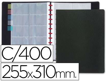 PORTA CARTOES VISITALIDERPAPEL ANEIS PLASTICO DIN A4 CAPACIDADE400 UNIDADES