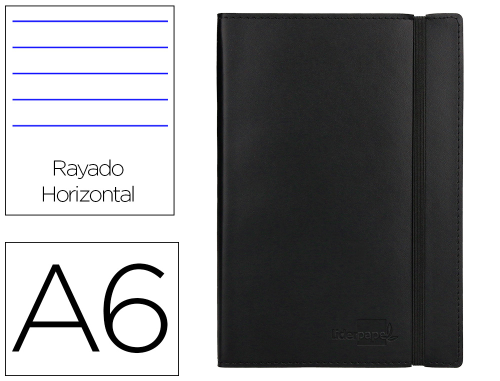 LIVRO APONTAMENTOS LIDERPAPEL PAUTADO DIN A6 PRETO