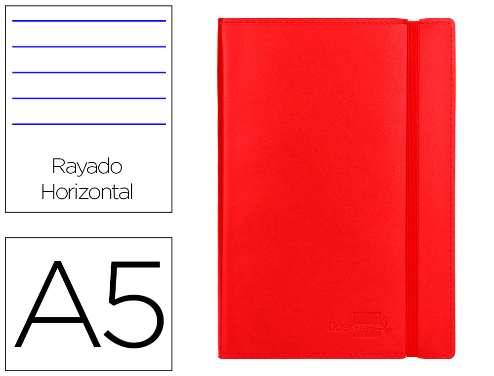 LIVRO APONTAMENTOS LIDERPAPEL PAUTADO DIN A5 VERMELHO