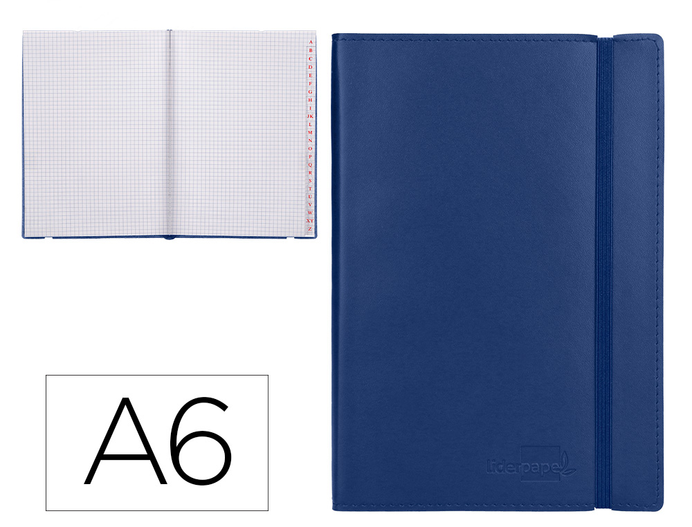 LIVRO APONTAMENTOS LIDERPAPEL COM INDICE DIN A6 AZUL