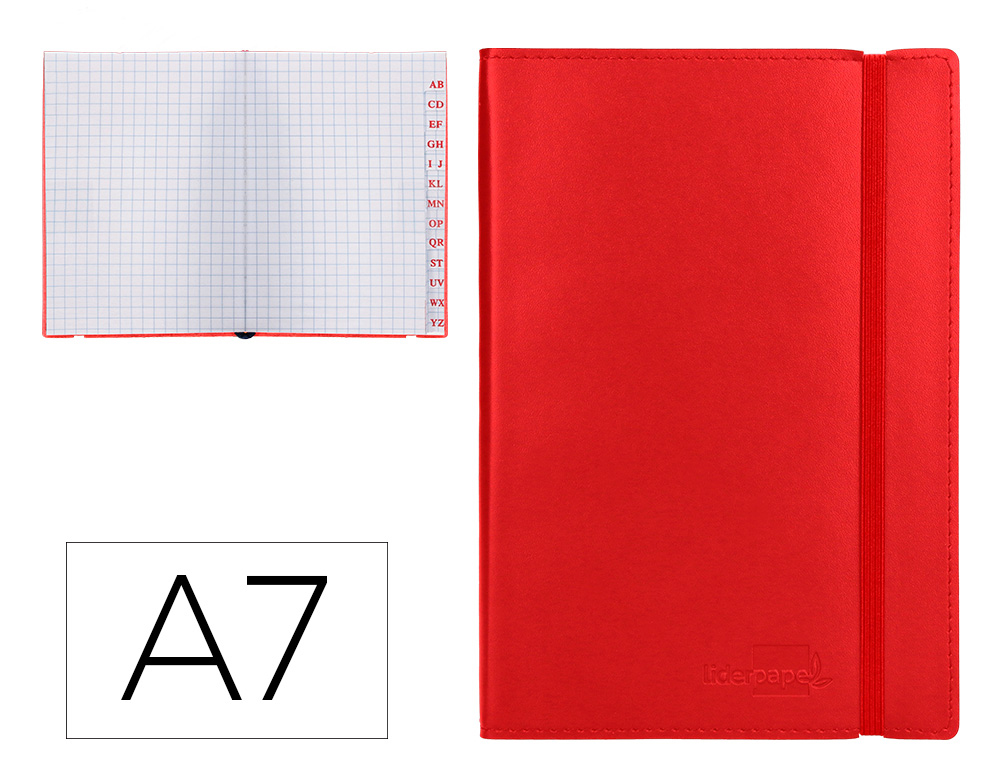 LIVRO APONTAMENTOS LIDERPAPEL COM INDICE DIN A7 VERMELHO