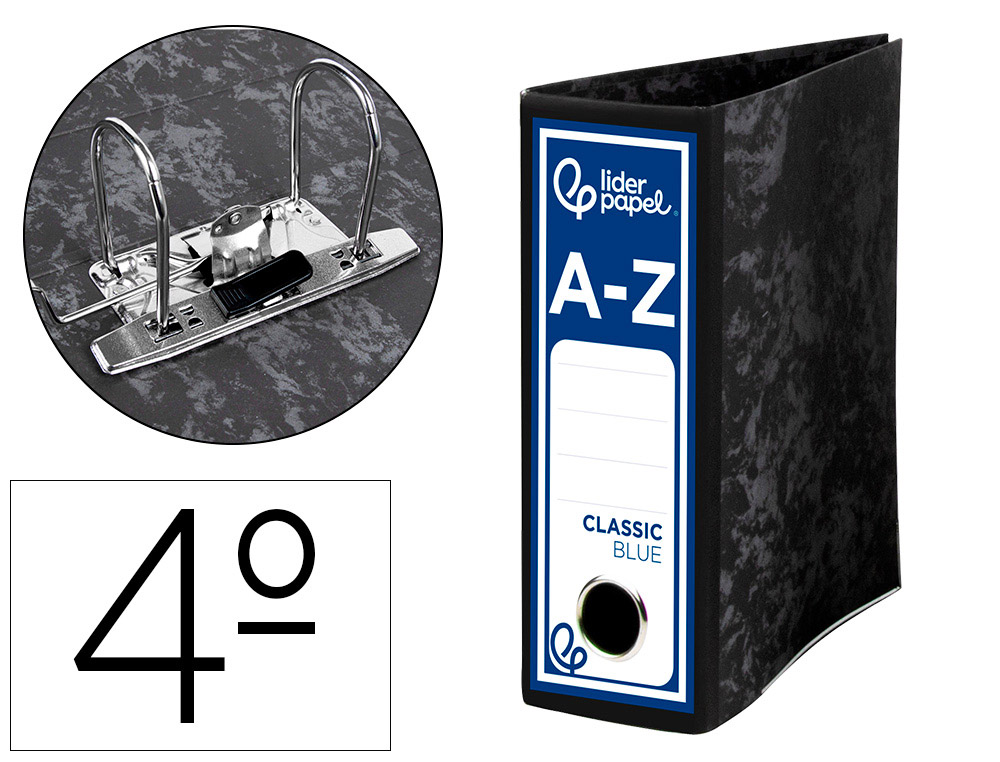 PASTA DE ARQUIVO LIDERPAPEL CLASSIC BLUE CARTAO FORRADO QUARTO GASPEADA PRETA