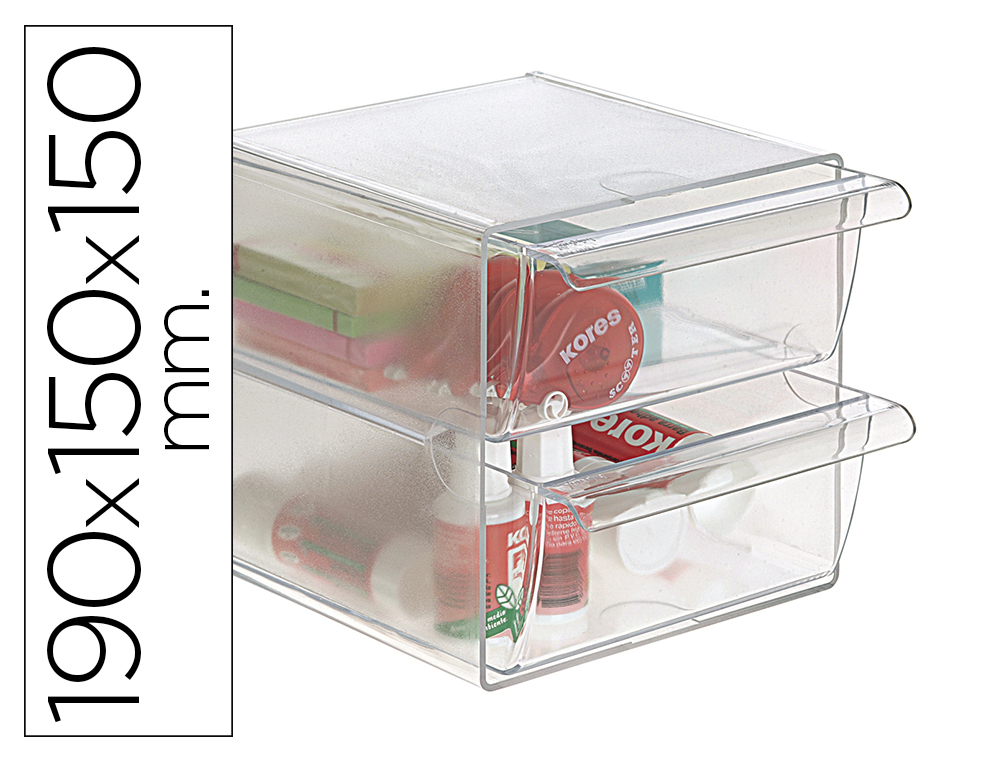 CUBO DE ARQUIVO ARCHIVO 2000 COM 2 GAVETAS EM POLIESTIRENO TRANSPARENTE 190 X 150 X 150 MM