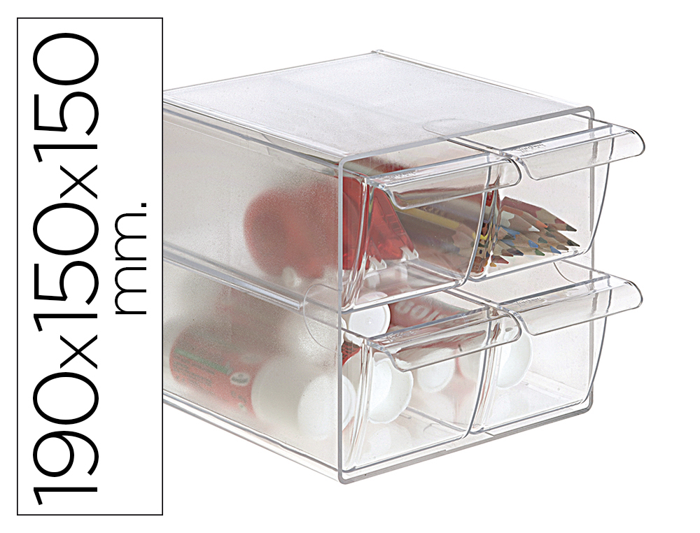 CUBO DE ARQUIVO ARCHIVO 2000 COM 4 GAVETAS EM POLIESTIRENO TRANSPARENTE 190 X 150 X 150 MM