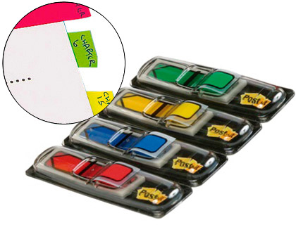 BANDAS SEPARADORAS POST-IT INDEX 4 CORES AZUL, AMARELO, VERDE E VERMELHO