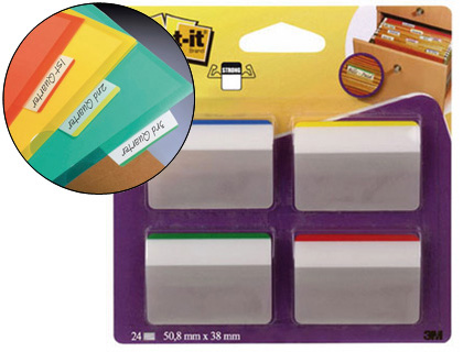 BANDAS SEPARADORAS POST-IT INDEX 4 CORES AZUL AMARELO, VERDE E VERMELHO