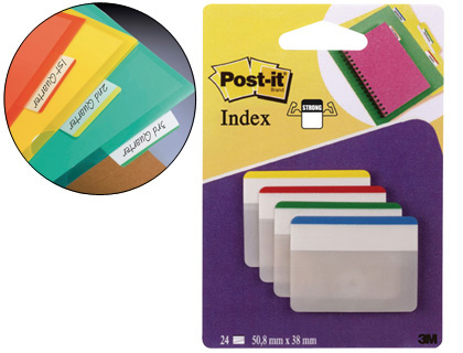BANDAS SEPARADORAS RIGIDAS POST-IT INDEX MEDIAS 50,8X38 MM
