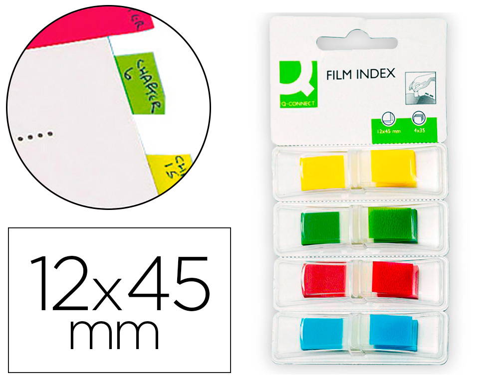 BANDAS SEPARADORAS Q-CONNECT INDEX DISPENSADOR 4 CORES 36 FOLHAS POR COR