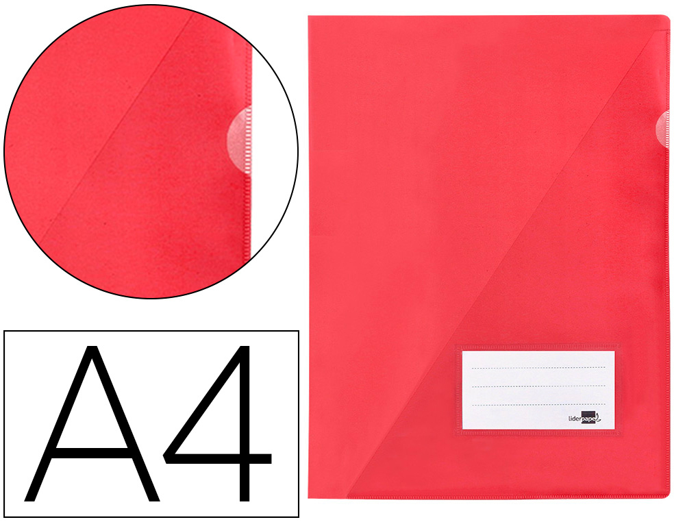 BOLSA DOSSIER LIDERPAPEL DIN A4 POLIPROPILENO 180 MICRONS VERMELHO TRANSLUCIDO 20 FOLHAS