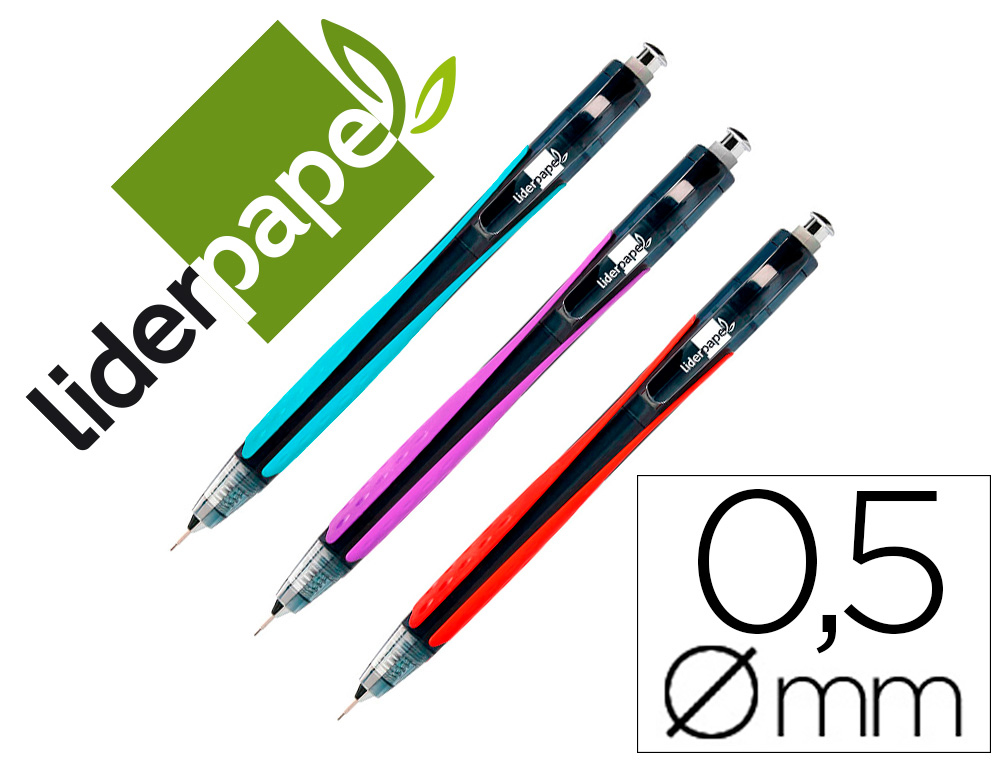 LAPISEIRA LIDERPAPEL 0.5 MM COM PONTA RETRATIL E APOIO DE DEDOS EM BORRACHA CORES SORTIDAS