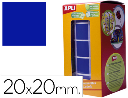 ETIQUETAS APLI AUTOADESIVAS QUADRADAS 20X20 MM AZUL EM ROLO DE 1770 ETIQUETAS