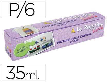 PINTURA LACA CRISTAL LA PAJARITA -SET DE 6 CORES SORTIDAS +PINCEL