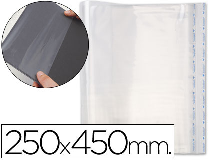 BOLSAS PROTETORAS PARA ENCADERNACAO ADESIVAS EM POLIPROPILENO COR TRANSPARENTE MEDIDAS 250X450MM
