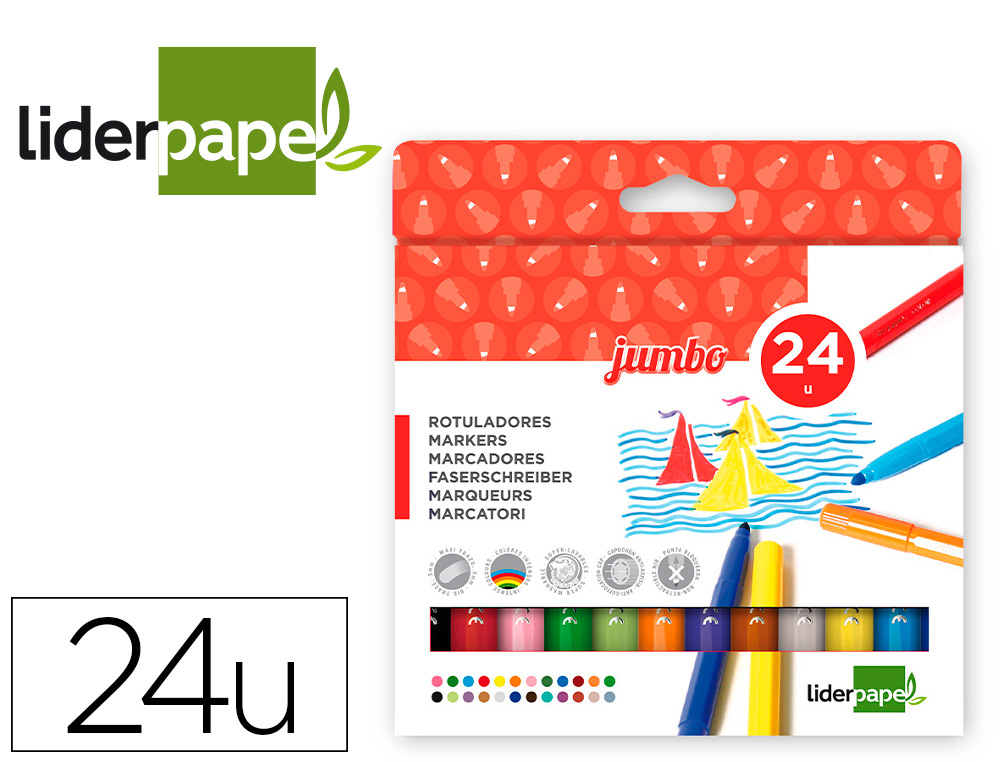 MARCADOR LIDERPAPEL FELTRO JUMBO CAIXA 24 CORES