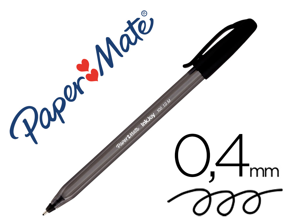 ESFEROGRAFICA PAPER MATE INKJOY 100 PONTA MEDIA TRAZO 1 MM PRETO