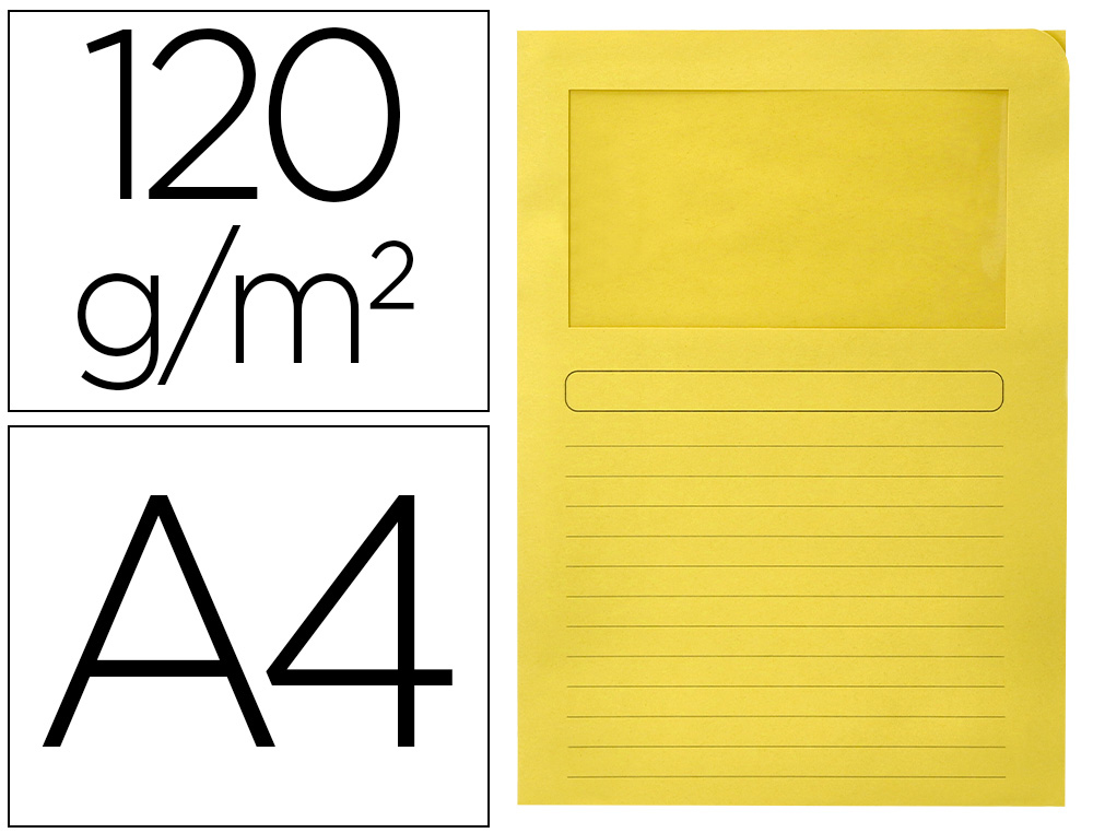 CLASSIFICADOR Q-CONNECT EM CARTOLINA DIN A4 AMARELO COM JANELA TRANSPARENTE 120 GR