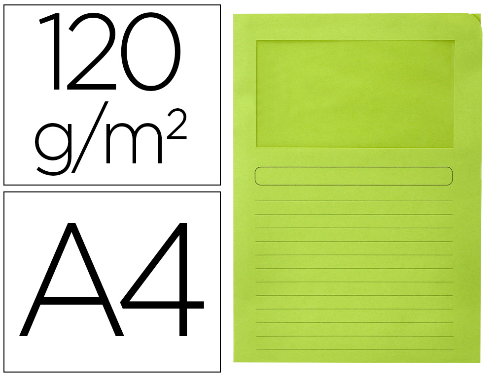CLASSIFICADOR Q-CONNECT EM CARTOLINA DIN A4 VERDE COM JANELA TRANSPARENTE 120 GR