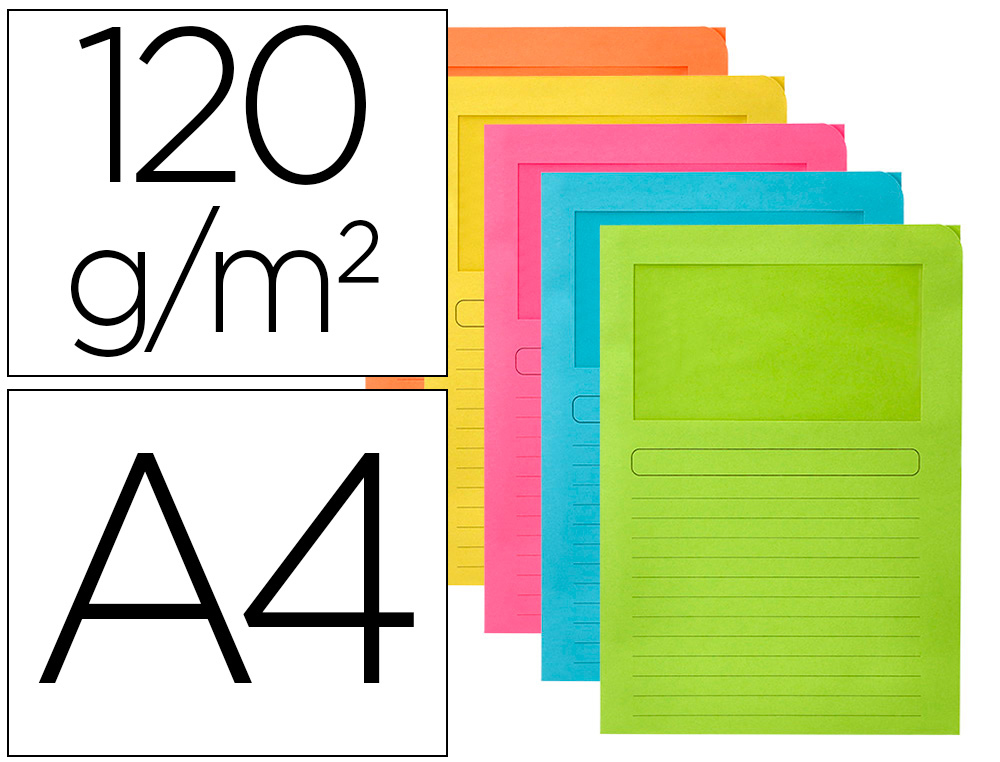 CLASSIFICADOR Q-CONNECT EM CARTOLINA CORES SORTIDAS COM JANELA TRANSPARENTE 120 GR PACK DE 25 UNIDADES